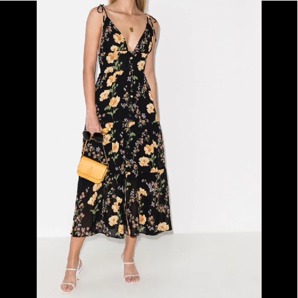 Reformation Jaden Floral Print Midi Dress